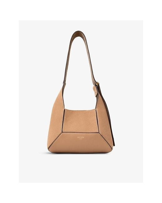 Jimmy Choo Brown Diamond Medium Suede Hobo Bag
