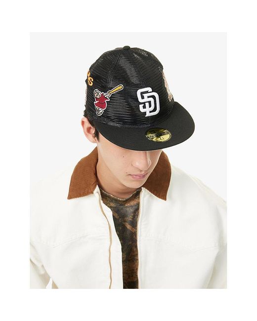 KTZ Black 59Fifty San Diego Padres Mlb Woven Baseball Cap for men