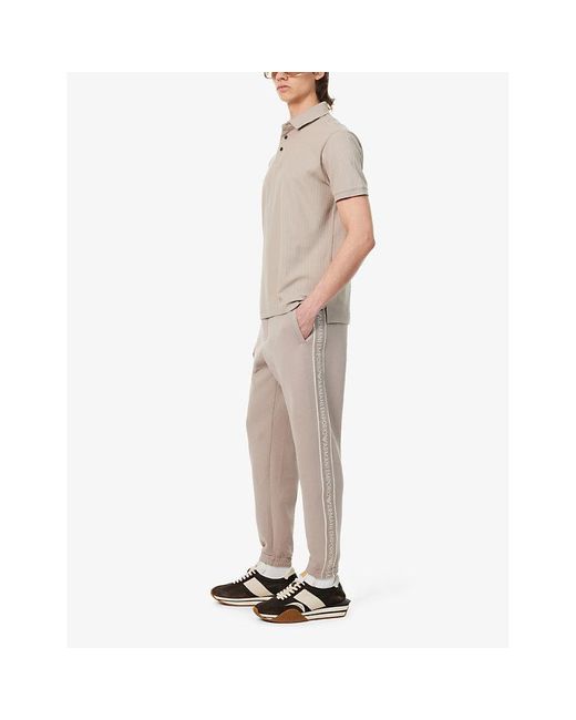 Emporio Armani Natural Logo Tape-embroidered Cotton-blend Jersey jogging Bottoms X for men