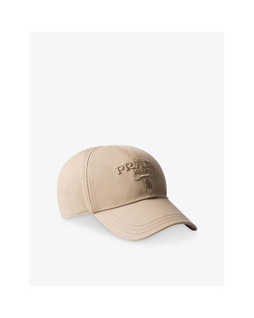 Prada Natural Drill Logo-Embroidered Cotton-Canvas Baseball Cap Xxl for men