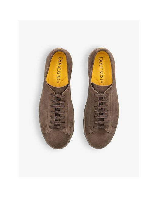 Doucal's Brown Panelled Tonal Suede Low-top Trainers for men