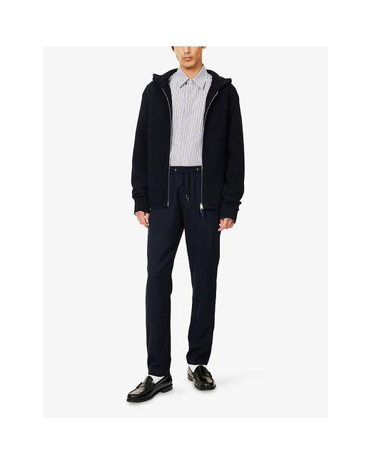 Dunhill Black Relaxed-Fit Patch-Pocket Cotton-And-Cashmere Knit Hoodie for men