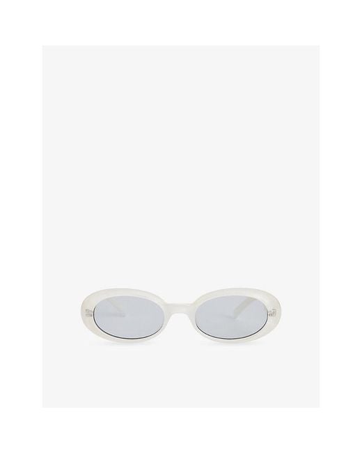 Le Specs White Work It Oval-Frame Acetate Sunglasses