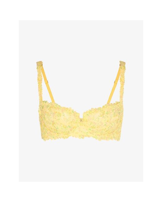 Savage x Fenty Yellow Romantic Corded Lace Unlined Balconette Bra