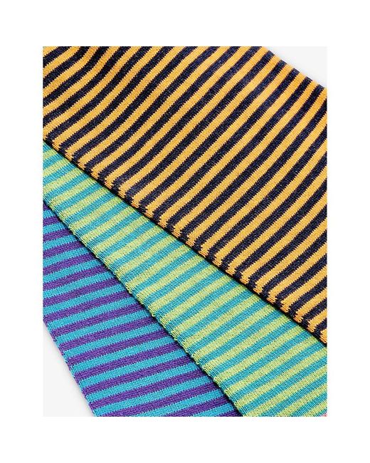 Paul Smith Blue Stripe-pattern Pack Of Three Cotton-blend Socks for men