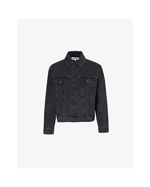 Loewe Blue Anagram-Embroidered Relaxed-Fit Denim Jacket for men