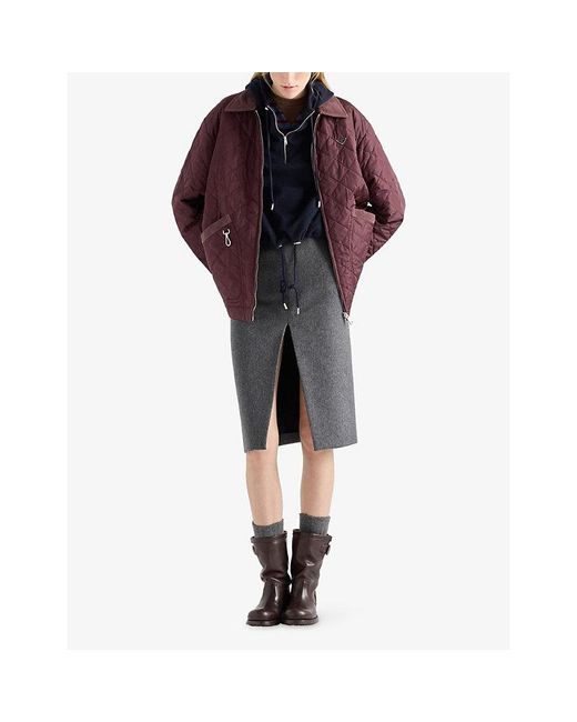 Prada Purple Re-Nylon Blouson Quilted Shell Jacket