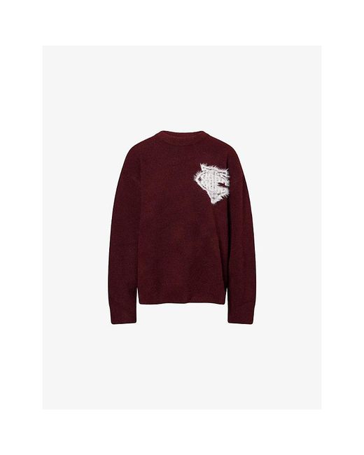 The Couture Club Red Monogram Fluffy Knitted Jumper