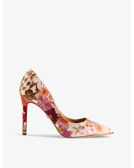 Ted Baker Pink Col Carai Floral-print Satin Court Heels