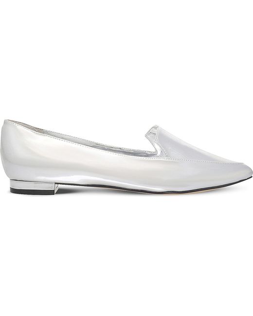 nine west silver flat shoes