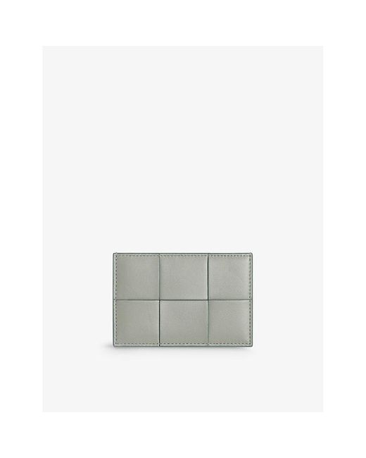 Bottega Veneta Gray Cassette Intrecciato-woven Leather Card Holder