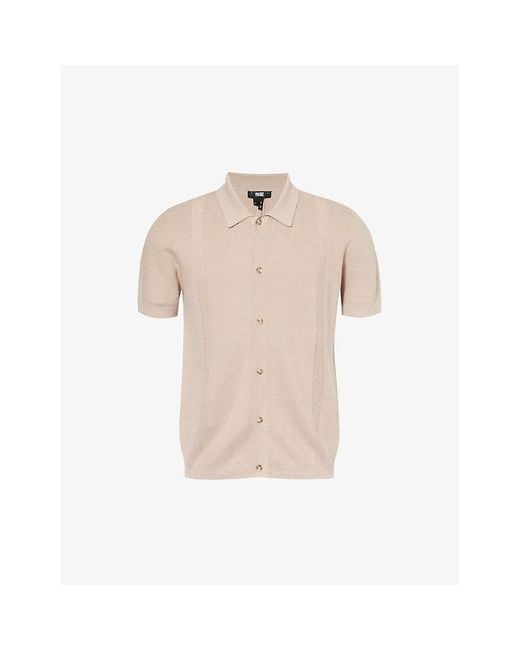 PAIGE Natural Mendez Short-sleeve Cotton And Linen-blend Knit Shirt Xx for men