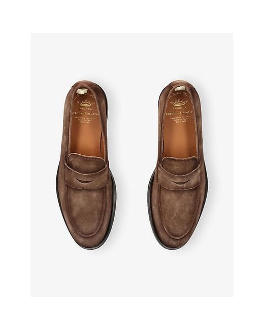 Officine Creative Brown Opera Flex Suede Loafers for men