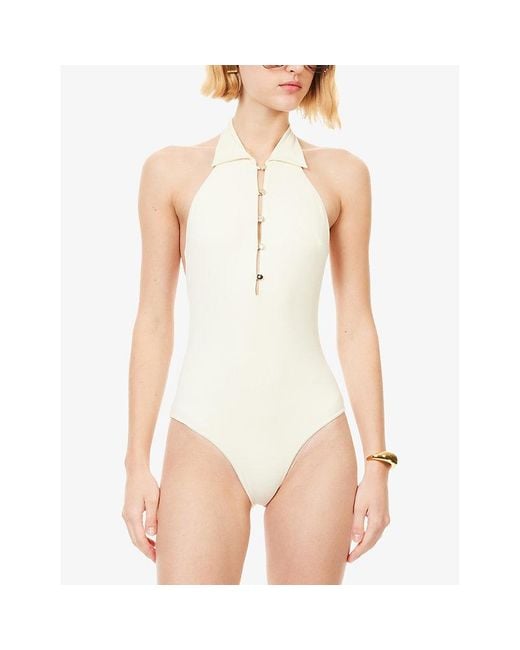 ‎Taller Marmo White Club Collared Swimsuit