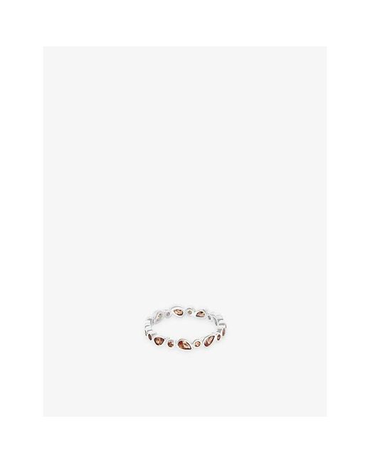 Astrid & Miyu White Sunset Pear-Plated Sterling- And Cubic Zirconia Band Ring