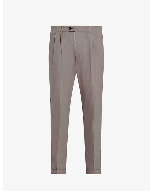 AllSaints Gray Tallis Tapered-leg Mid-rise Cotton-blend Trousers for men