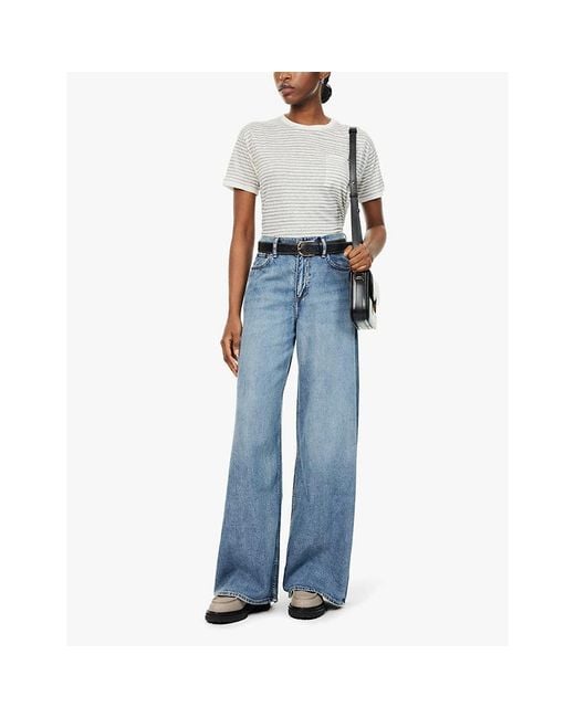 Rag & Bone Blue Featherweight Sofie Wide-Leg High-Rise Denim-Blend Jeans