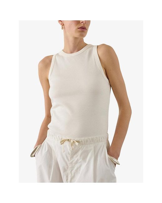 Soeur White Dolly Brand-Embroidered Cotton Vest Top