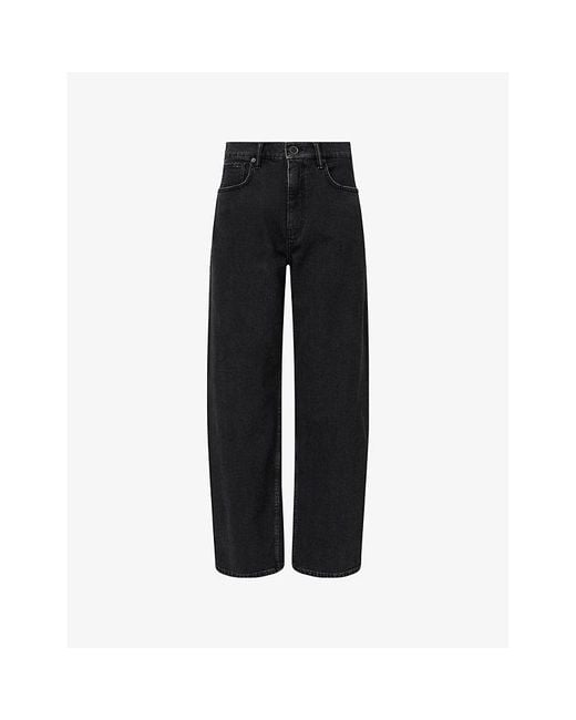 AllSaints Black Sadie Barrel-Leg Mid-Rise Stretch-Denim Jeans