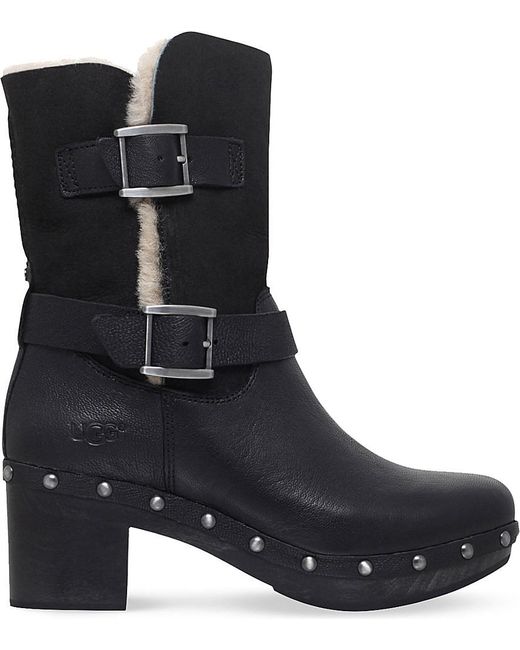 Ugg Brea High Heel Biker Boots in Black - Save 65% | Lyst