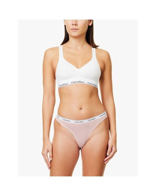 Calvin Klein Pink Modern Logo Low-Rise Stretch-Cotton Thong