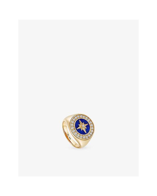 Astley Clarke White Polaris 18Ct-Plated Sterling, Lapis And Sapphire Signet Ring