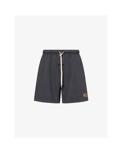 Fear Of God Blue Logo-Print Classic Cotton Shorts for men