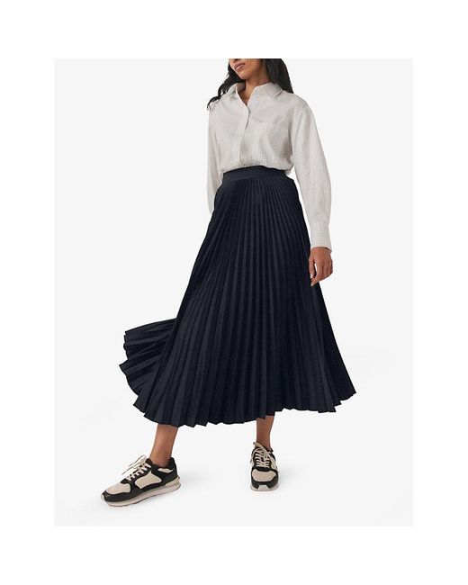 The White Company Blue Vy Pleated High-rise Recycled-polyester Midi Skirt