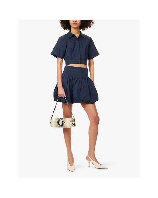 Jonathan Simkhai Blue Pippa Bubble Cotton-Blend Mini Skirt