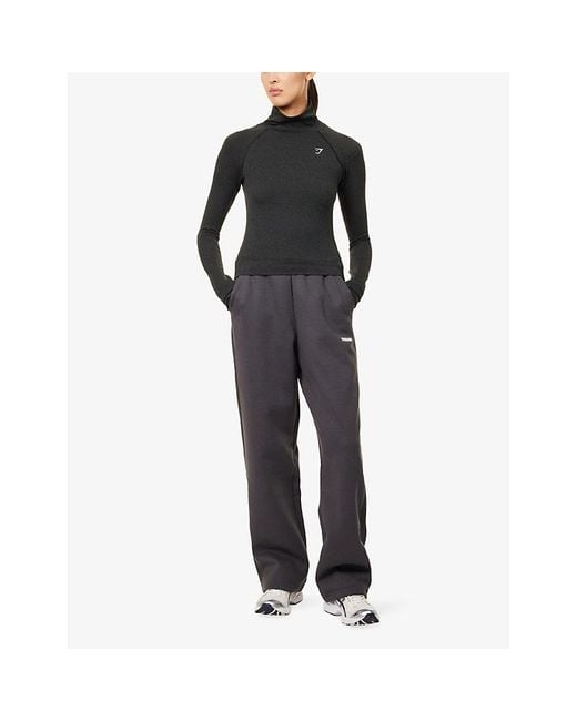 GYMSHARK Brown Cosy Luxe Straight Leg Sweat-Jersey Jogging Bottoms