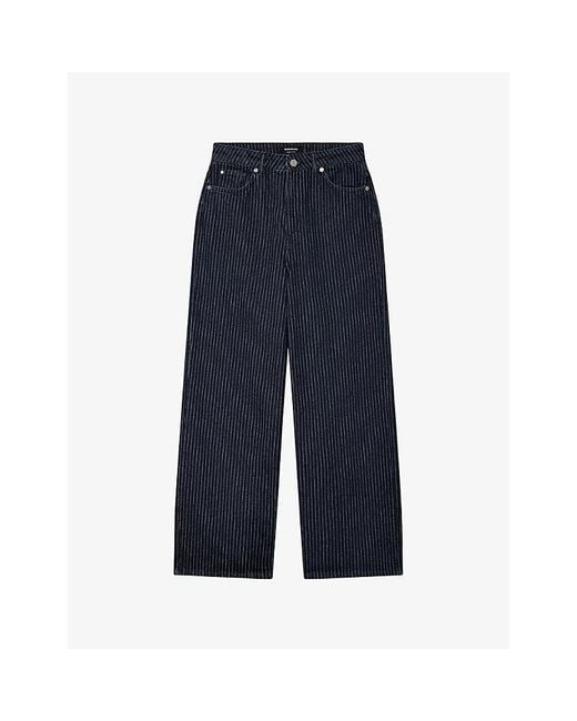 Whistles Blue Pinstripe Straight-Leg Denim Jeans