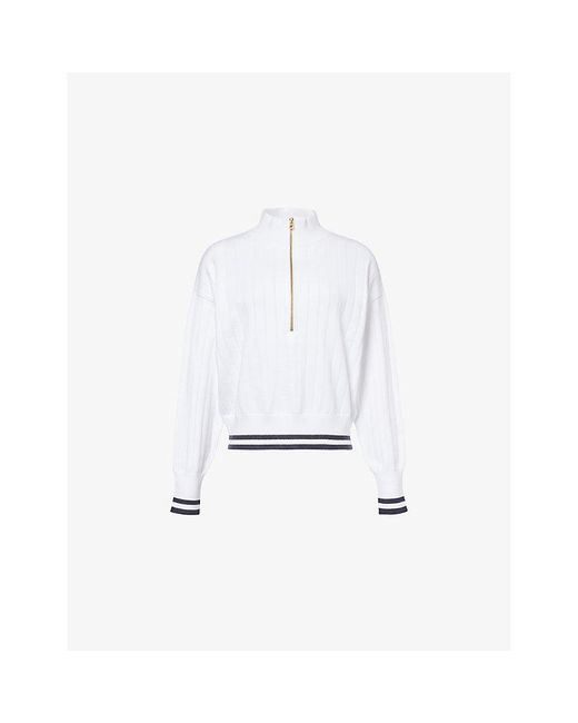 Varley White Aliyah High-Neck Knitted Jumper