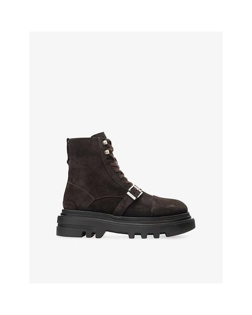AllSaints Black Astrid Buckle Suede Biker Boots