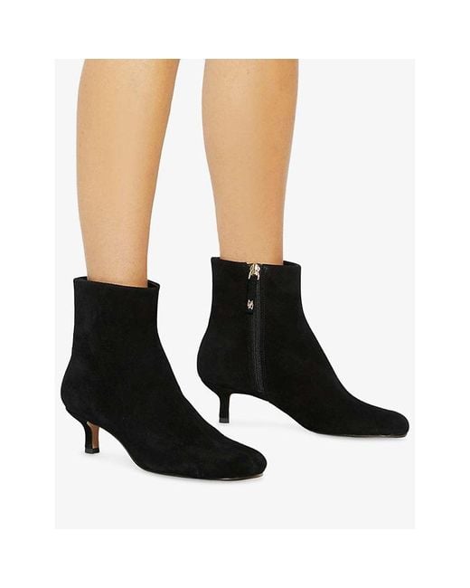 Dune Black Orina Suede Heeled Ankle Boots