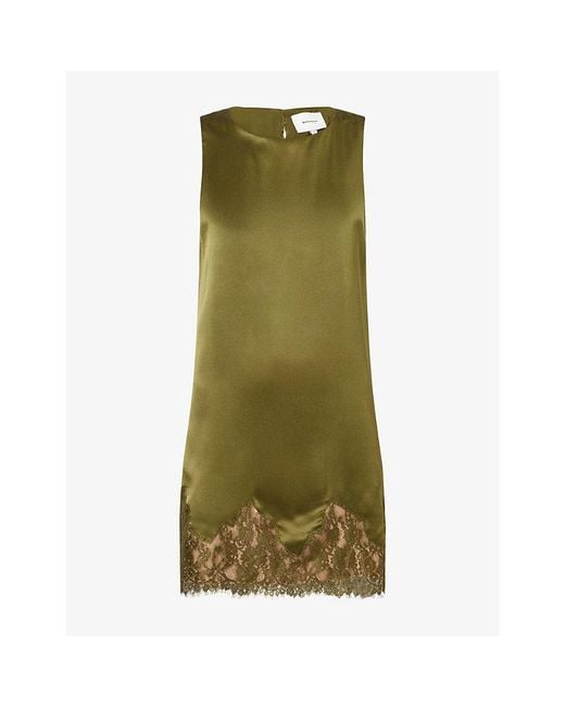 Reformation Green Jessalyn Sleeveless Silk Mini Dress