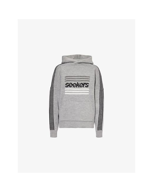 Sisters & Seekers Gray Base Logo Kangaroo-Pocket Knitted Hoody