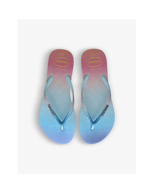 Havaianas Blue Slim Gradient Sunset Rubber Flip-Flops