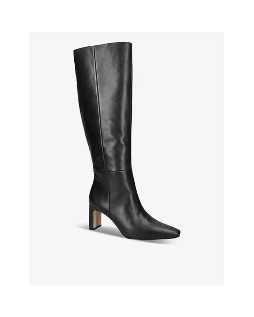 Sam Edelman Black Sylvia Knee-High Leather Heeled Boots