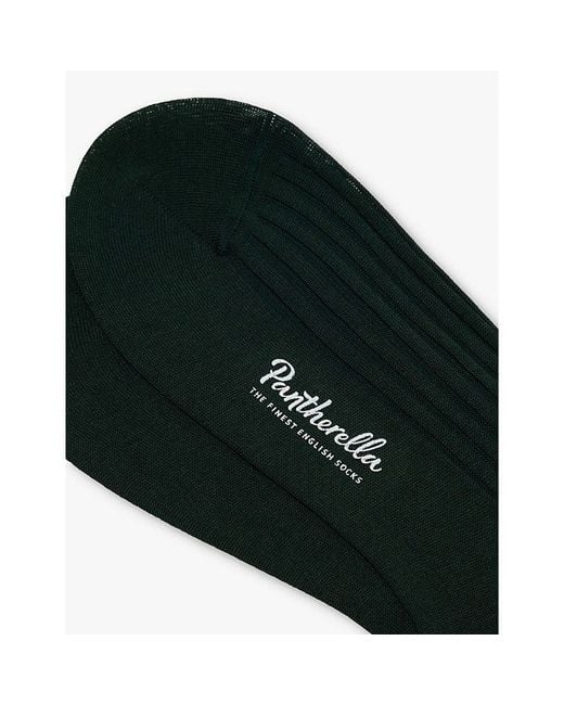 Pantherella Black Danvers Branded Cotton-Blend Socks for men