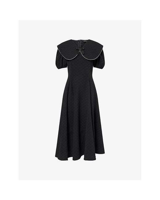 Sister Jane Black Windward Embellished-Trim Woven Midi Dress