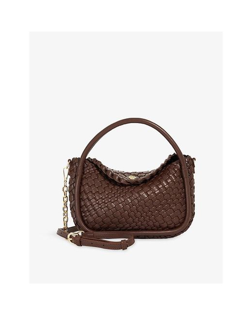 Dune Brown Dinkydeliberate Mini Woven Faux-Leather Grab Bag