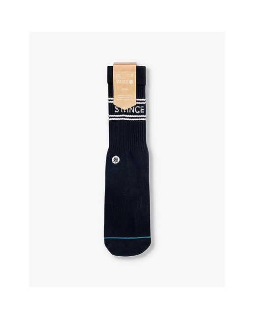 Stance Blue Branded Stripe Pack-Of-Three Cotton-Blend Socks for men