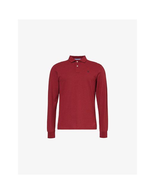 Hackett Logo-Embroidered Long-Sleeve Cotton Polo Shirt for men