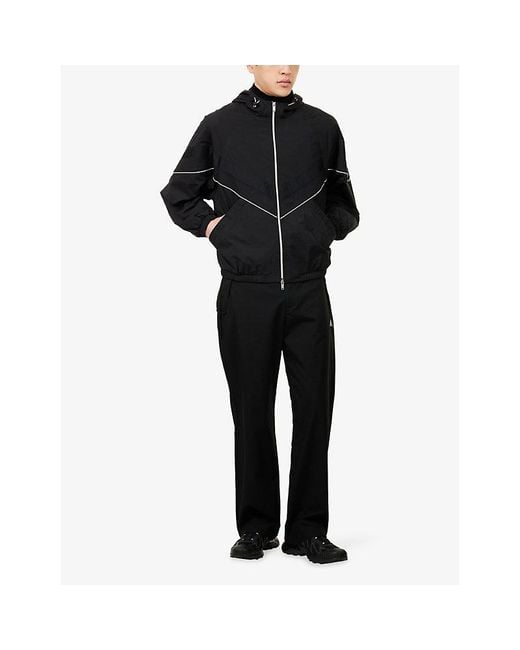 Moose Knuckles Black Top Flight Hooded Shell Jacket for men