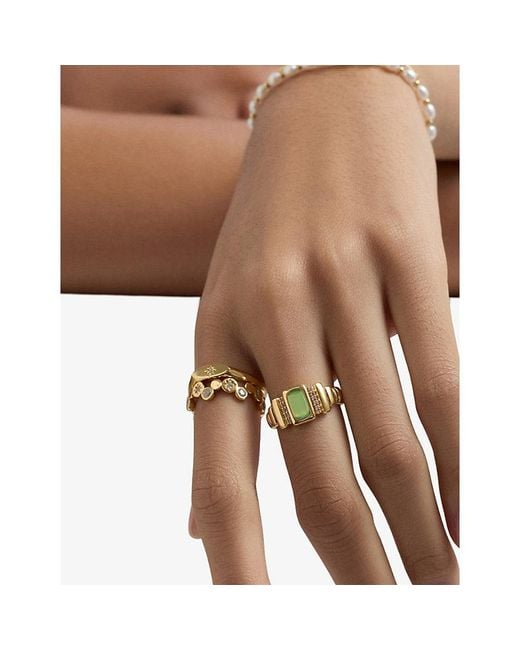 Astley Clarke Metallic Aurora Ridge 18Ct Vermeil And Chalcedony Ring