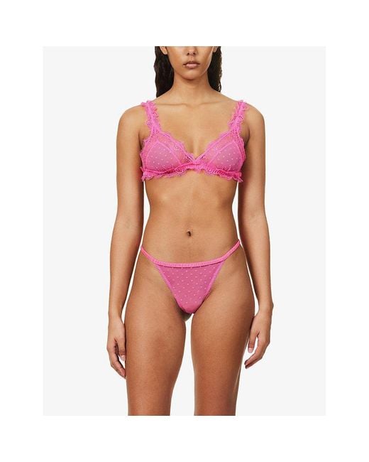 Love Stories Love Lace Semi-sheer Stretch-lace Bra in Pink
