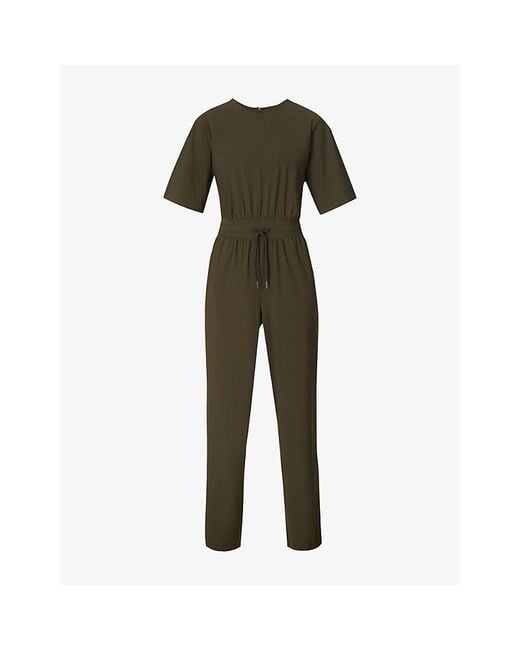 Sweaty Betty Green Explorer Short-Sleeve Jersey Jumpsuit