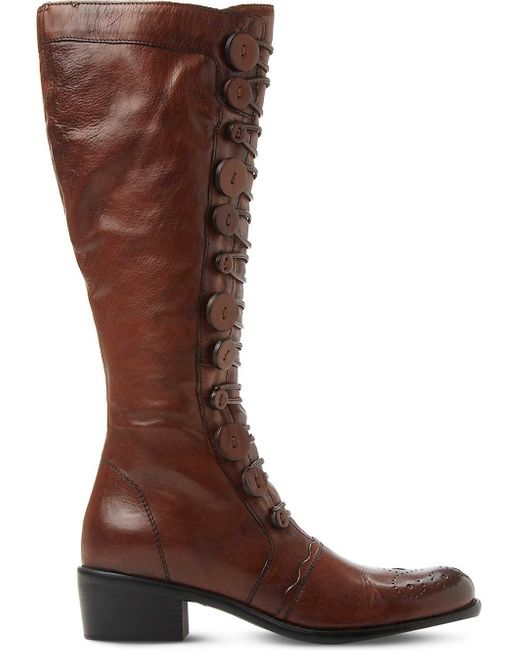 Dune Brown Pixie D Leather Knee-high Boots