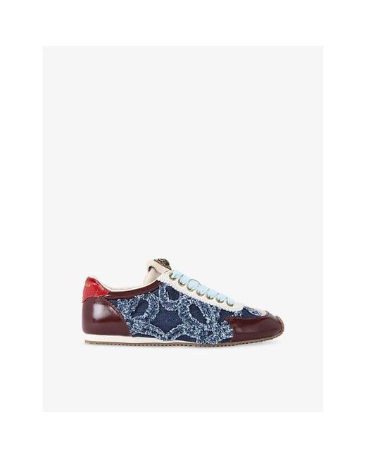 Kurt Geiger Blue Islington Eagle And Leather Low-Top Trainers