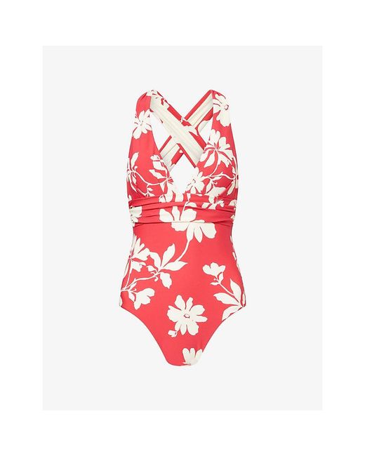 Seafolly Red Mayflower Cross-Back Swimsuit